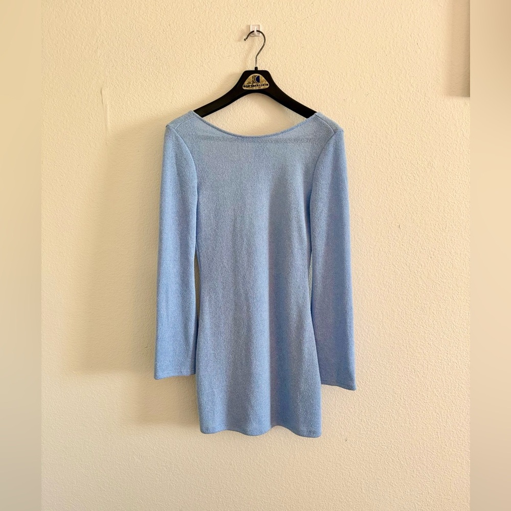 light blue dress tie in the back